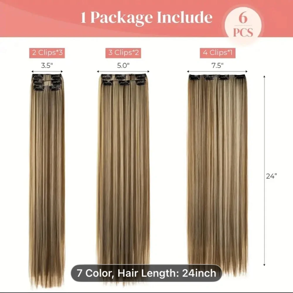 [Clip-In Hair Extensions] Thick Long Straight Clip-In Hair Extensions for Women - Picture 2 of 5